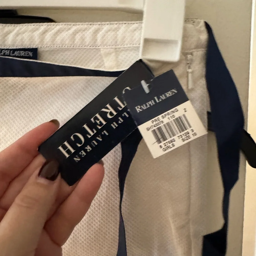 Ralph Lauren White Girls Dress Pants with Black Waist Tie